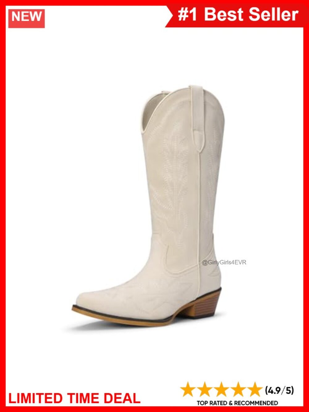 Faux Suede Western Mid Calf Cowboy Boots Block Heel Embroidered